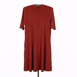 Susan Graver Liquid Knit Shift Dress Size LARGE Terracotta Casual Capsule Modest